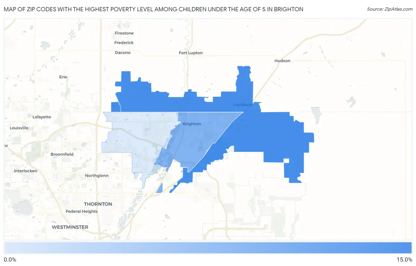 Zip Codes with the Highest Poverty Level Among Children Under the Age of 5 in Brighton Map
