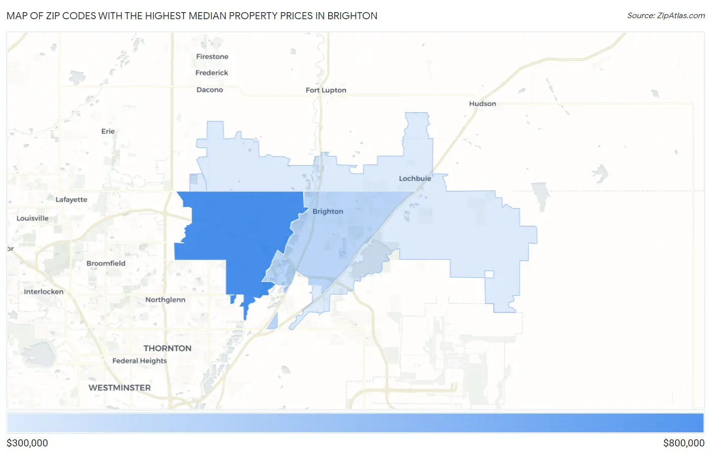 Zip Codes with the Highest Median Property Prices in Brighton Map