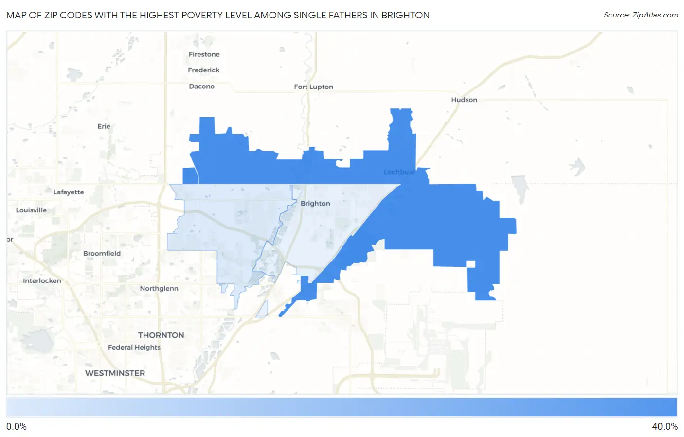 Zip Codes with the Highest Poverty Level Among Single Fathers in Brighton Map