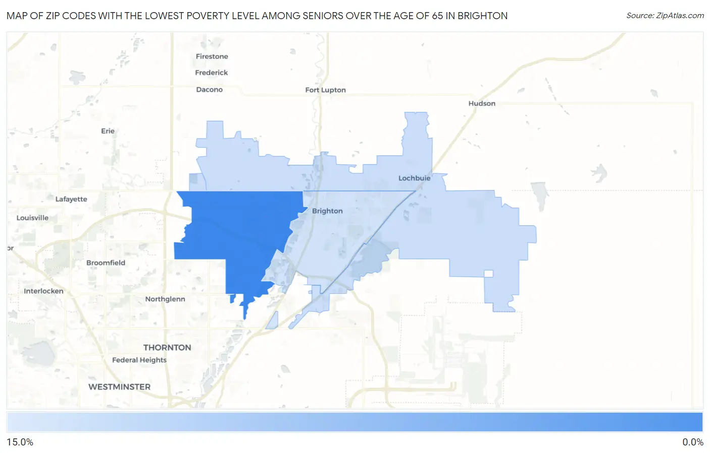 Zip Codes with the Lowest Poverty Level Among Seniors Over the Age of 65 in Brighton Map