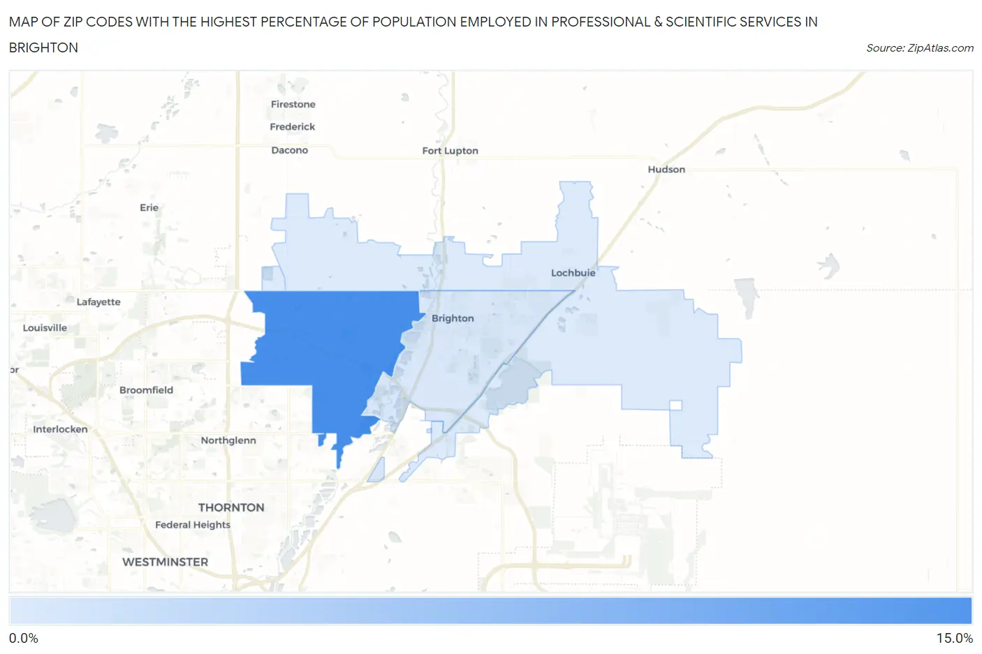 Zip Codes with the Highest Percentage of Population Employed in Professional & Scientific Services in Brighton Map