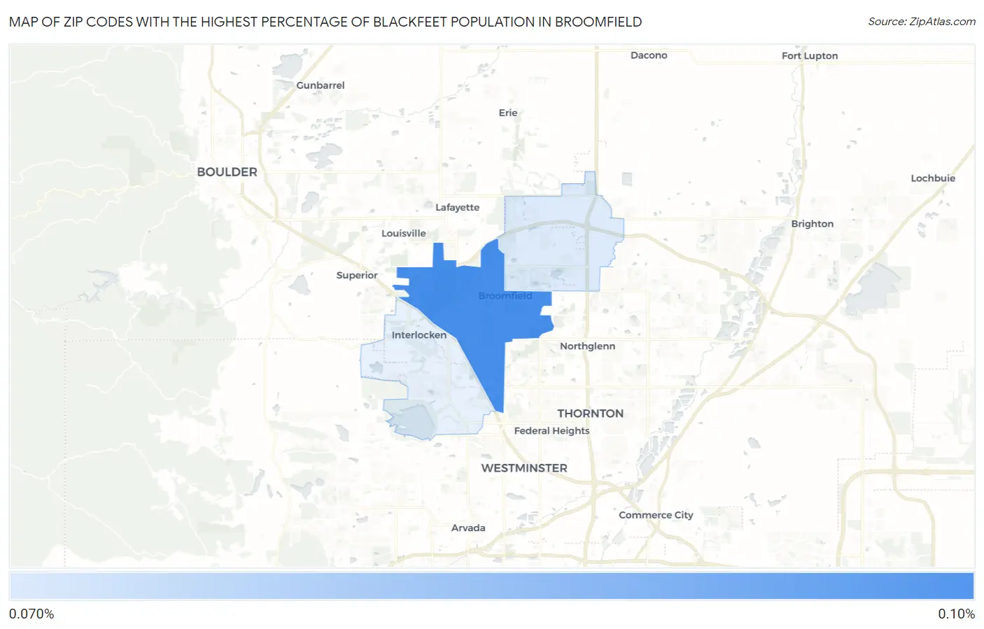 Zip Codes with the Highest Percentage of Blackfeet Population in Broomfield Map