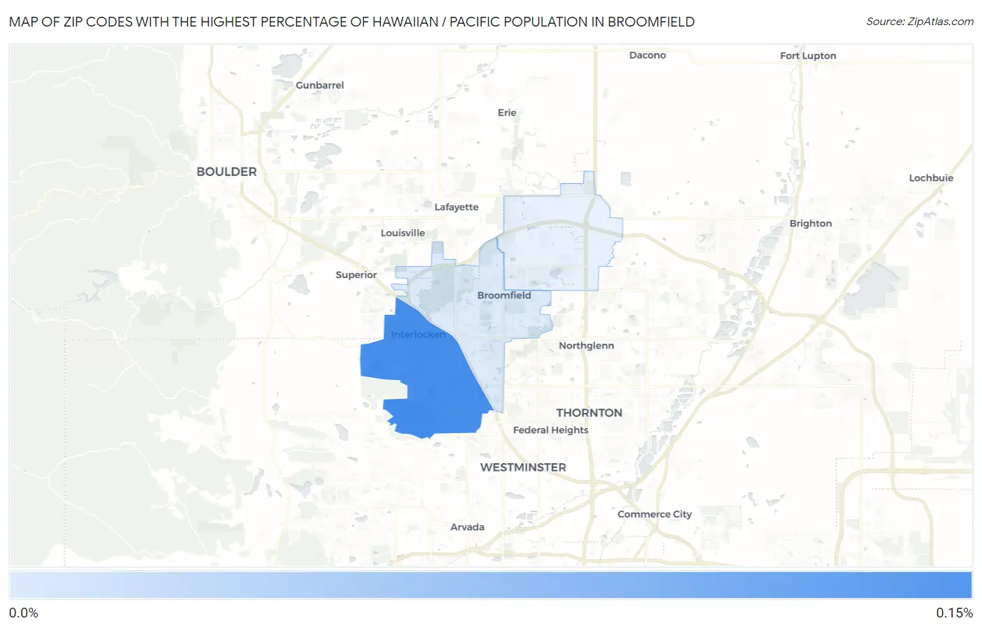 Zip Codes with the Highest Percentage of Hawaiian / Pacific Population in Broomfield Map