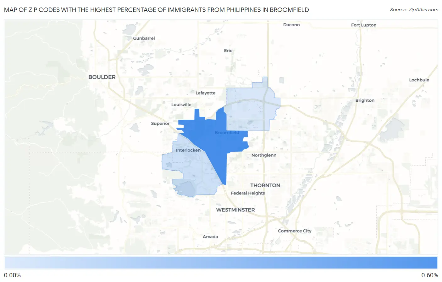 Zip Codes with the Highest Percentage of Immigrants from Philippines in Broomfield Map