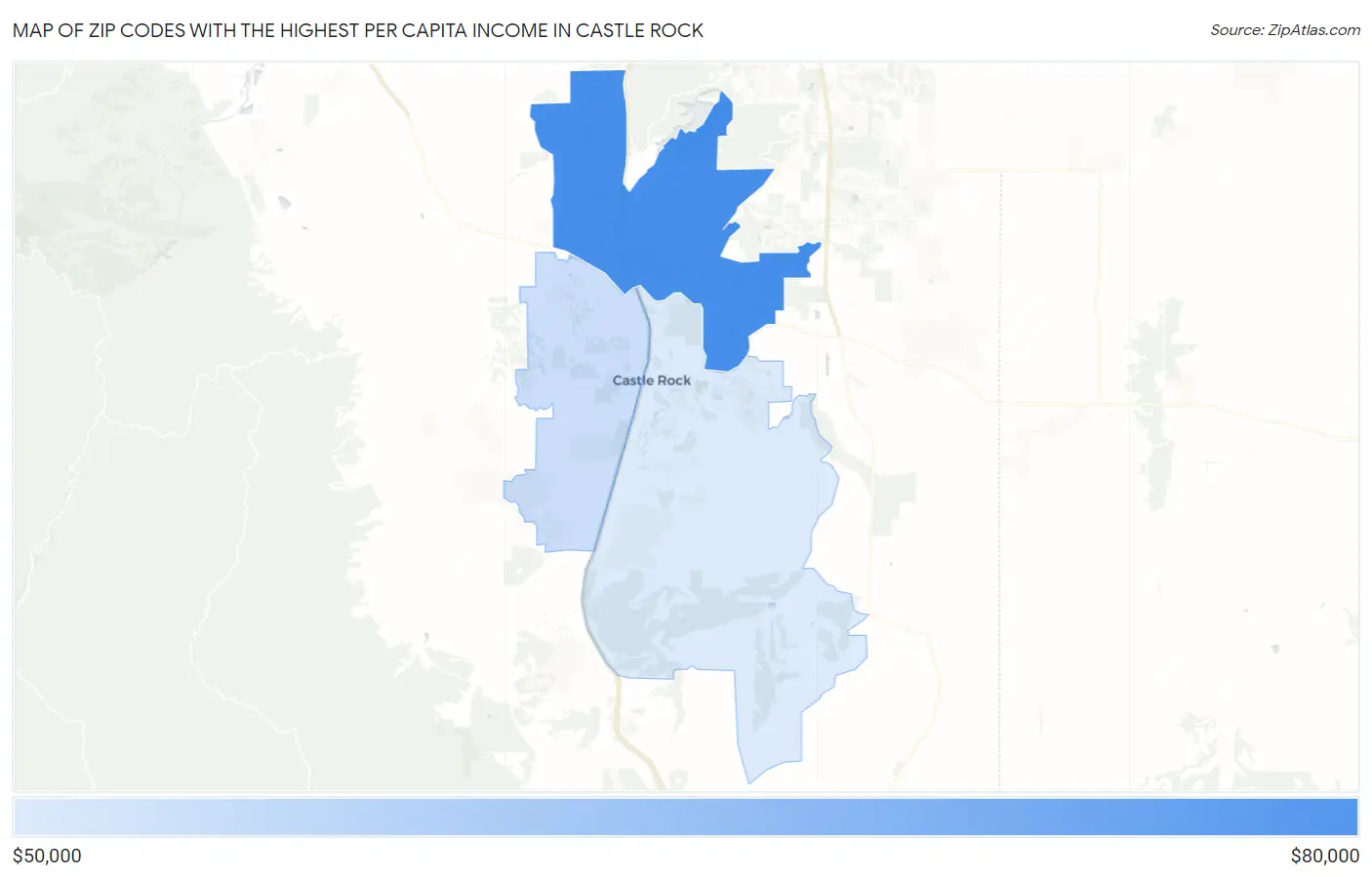 Zip Codes with the Highest Per Capita Income in Castle Rock Map