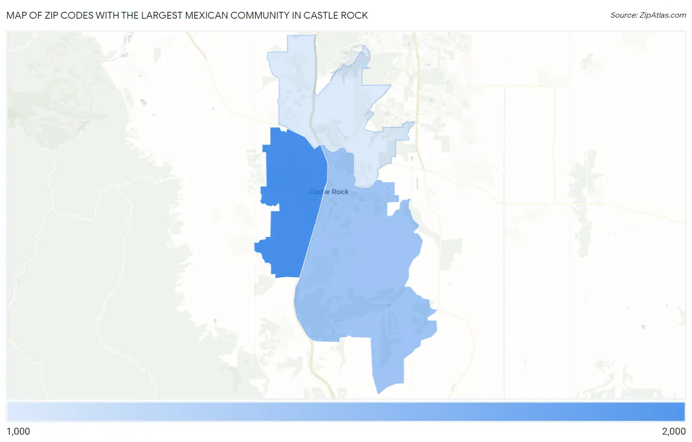 Zip Codes with the Largest Mexican Community in Castle Rock Map