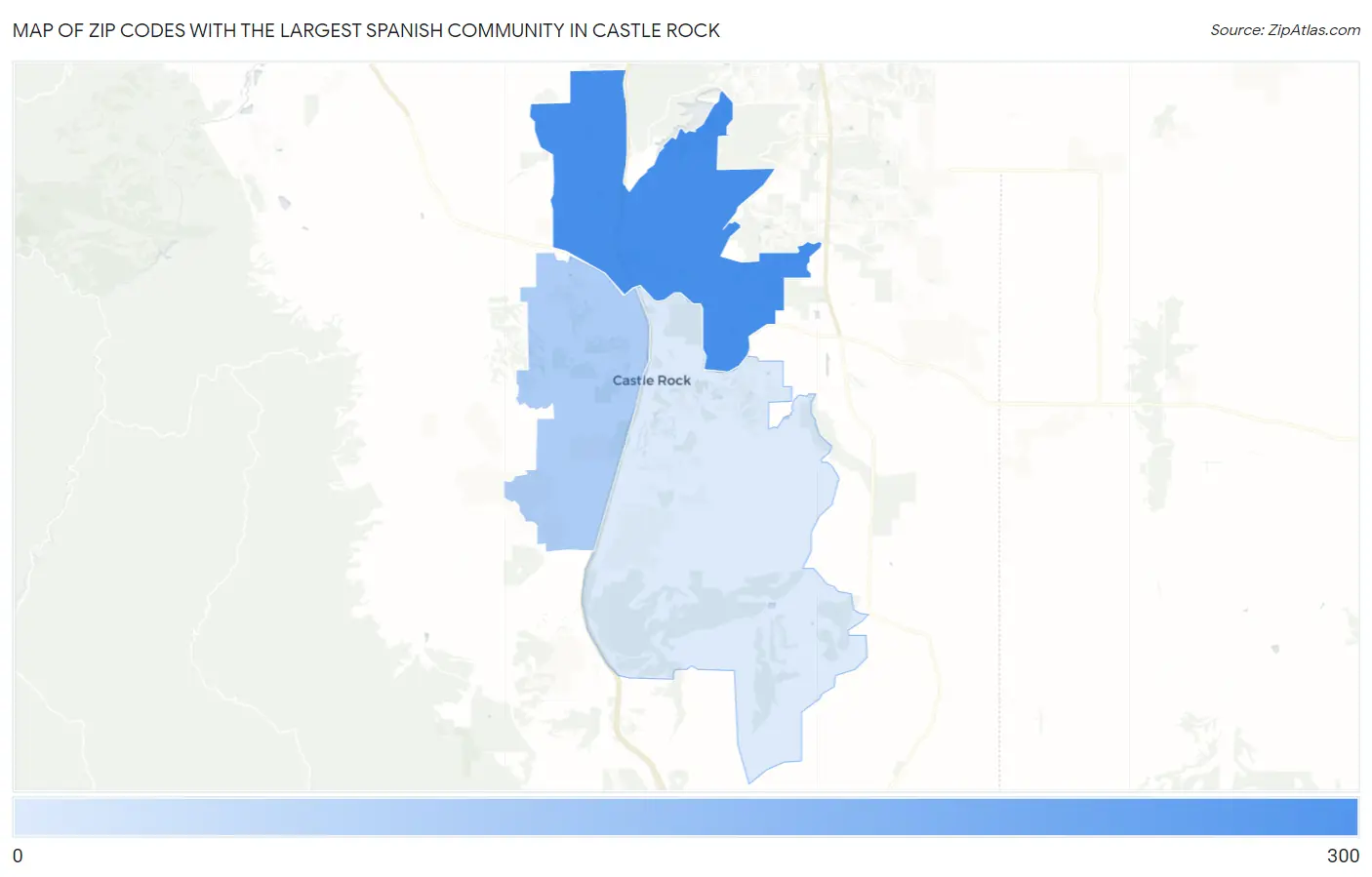 Zip Codes with the Largest Spanish Community in Castle Rock Map