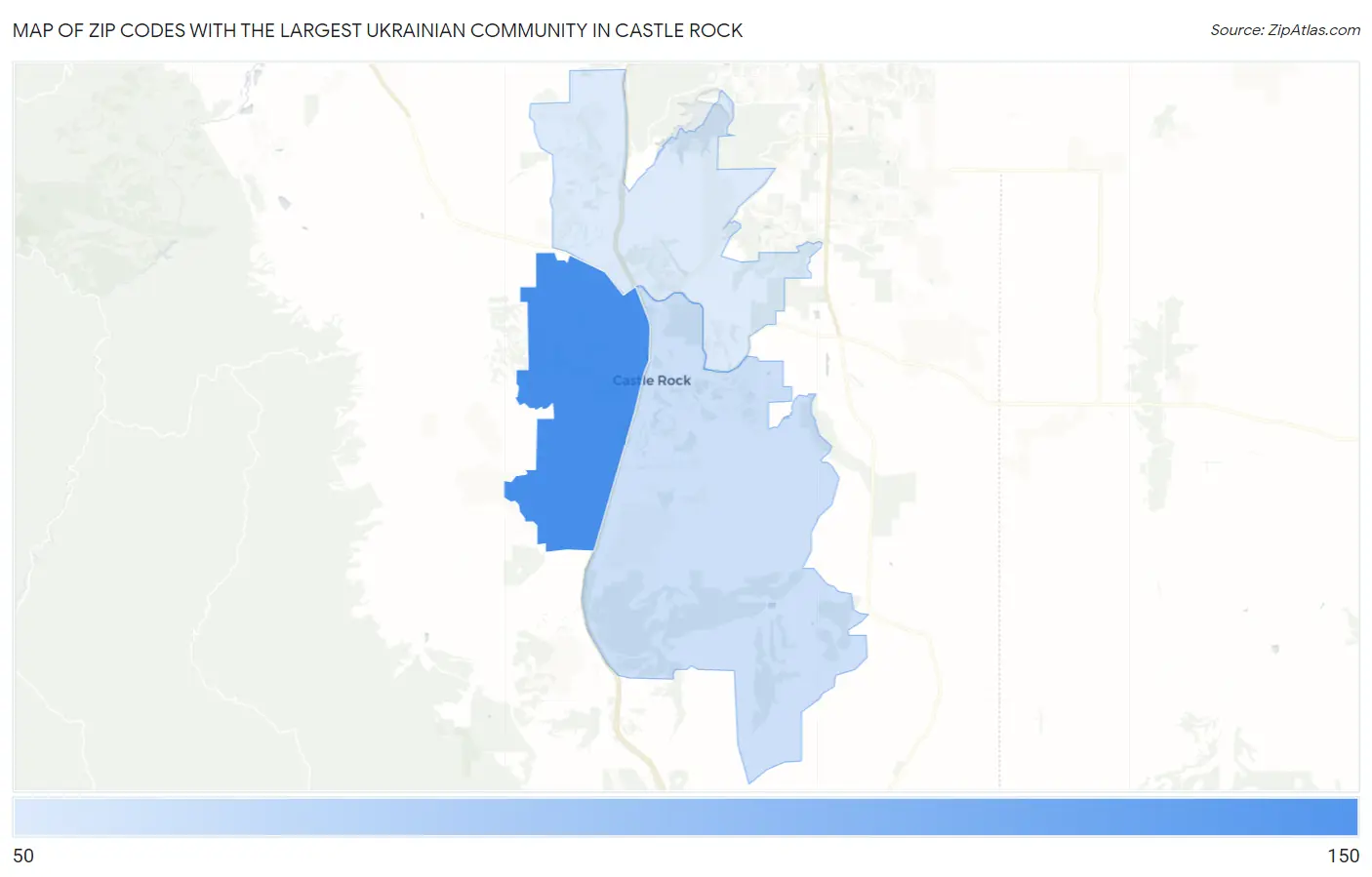 Zip Codes with the Largest Ukrainian Community in Castle Rock Map