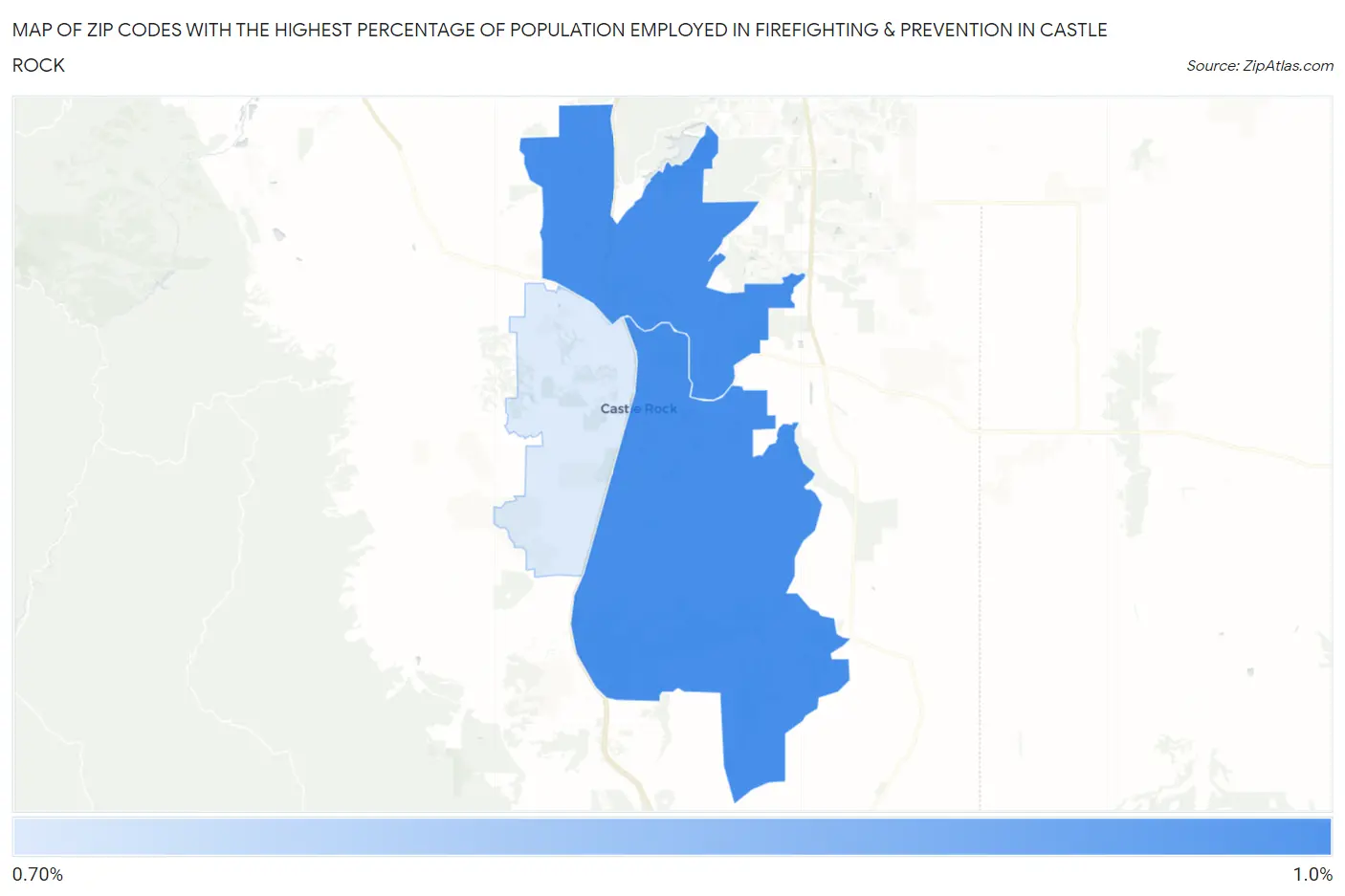 Zip Codes with the Highest Percentage of Population Employed in Firefighting & Prevention in Castle Rock Map