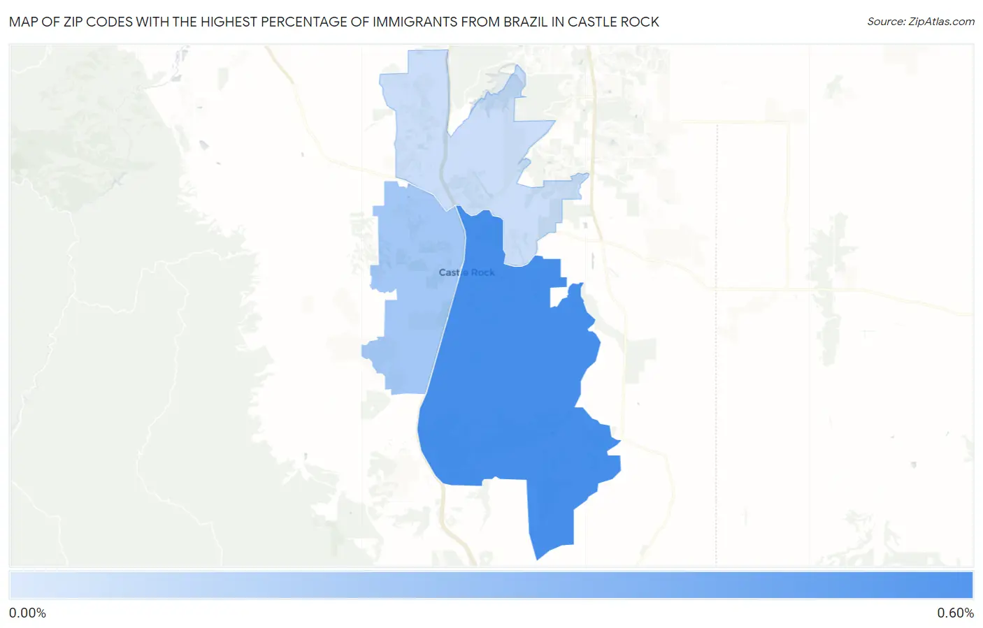 Zip Codes with the Highest Percentage of Immigrants from Brazil in Castle Rock Map