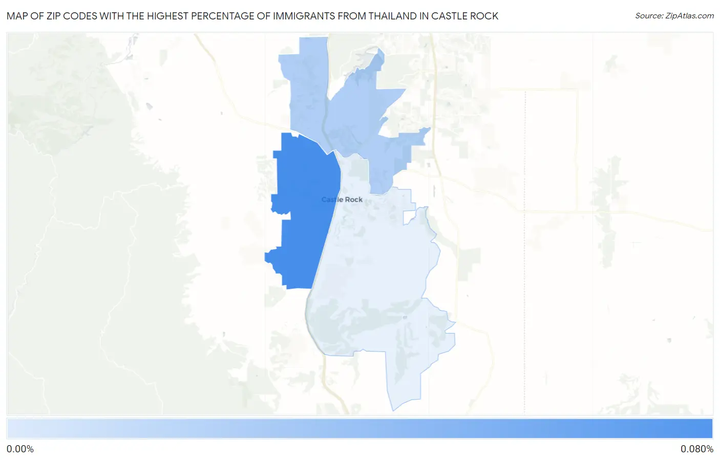Zip Codes with the Highest Percentage of Immigrants from Thailand in Castle Rock Map