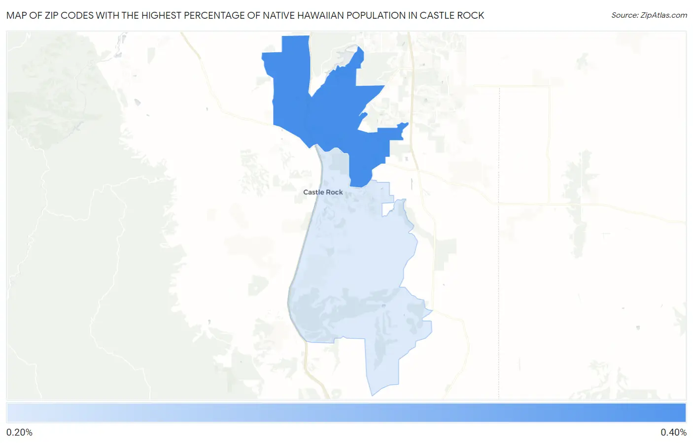 Zip Codes with the Highest Percentage of Native Hawaiian Population in Castle Rock Map