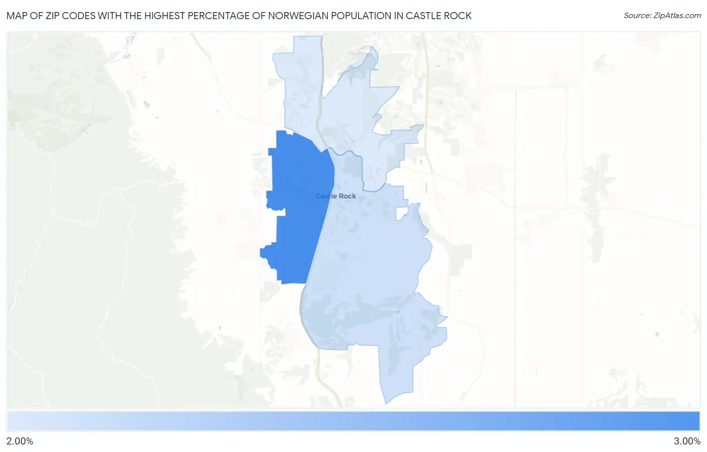 Zip Codes with the Highest Percentage of Norwegian Population in Castle Rock Map
