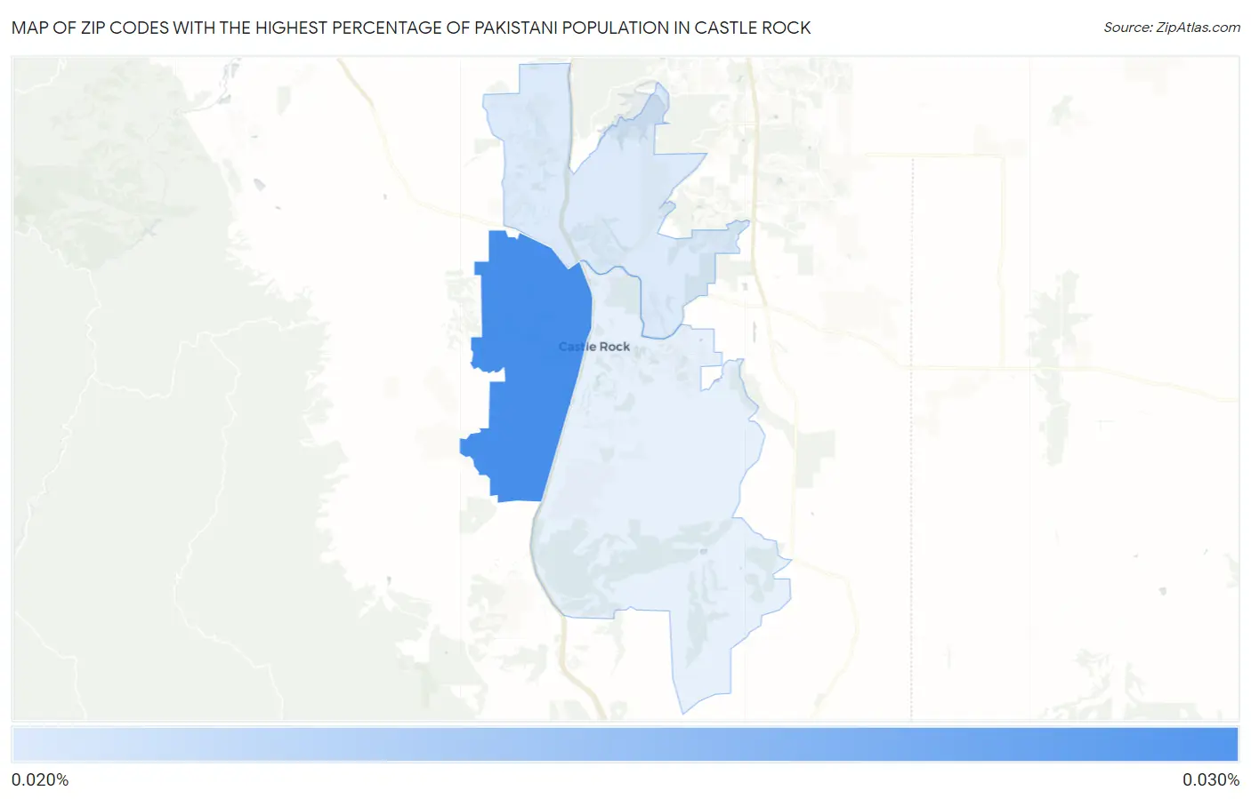 Zip Codes with the Highest Percentage of Pakistani Population in Castle Rock Map