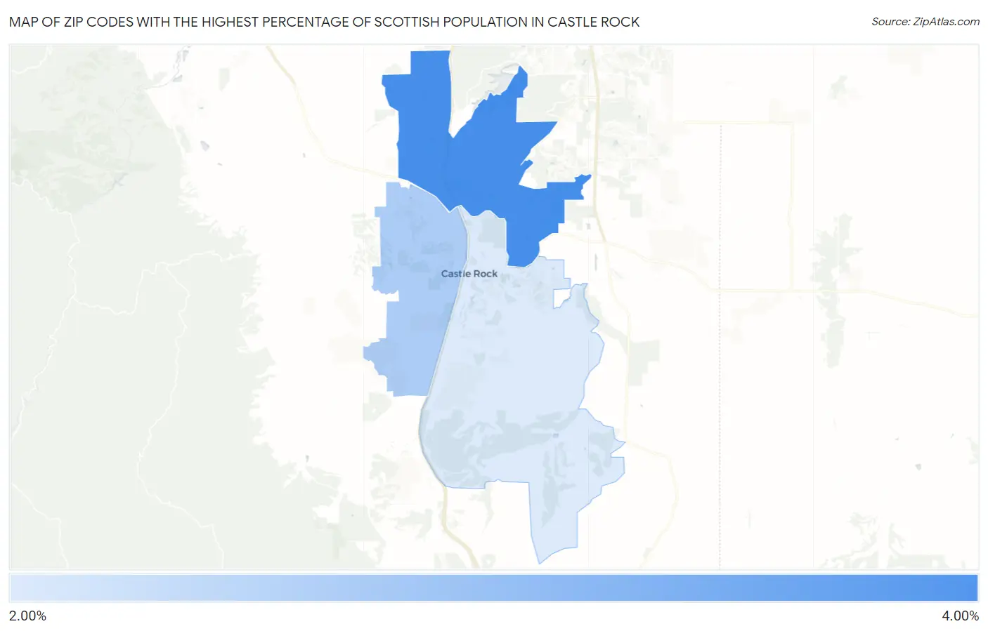 Zip Codes with the Highest Percentage of Scottish Population in Castle Rock Map