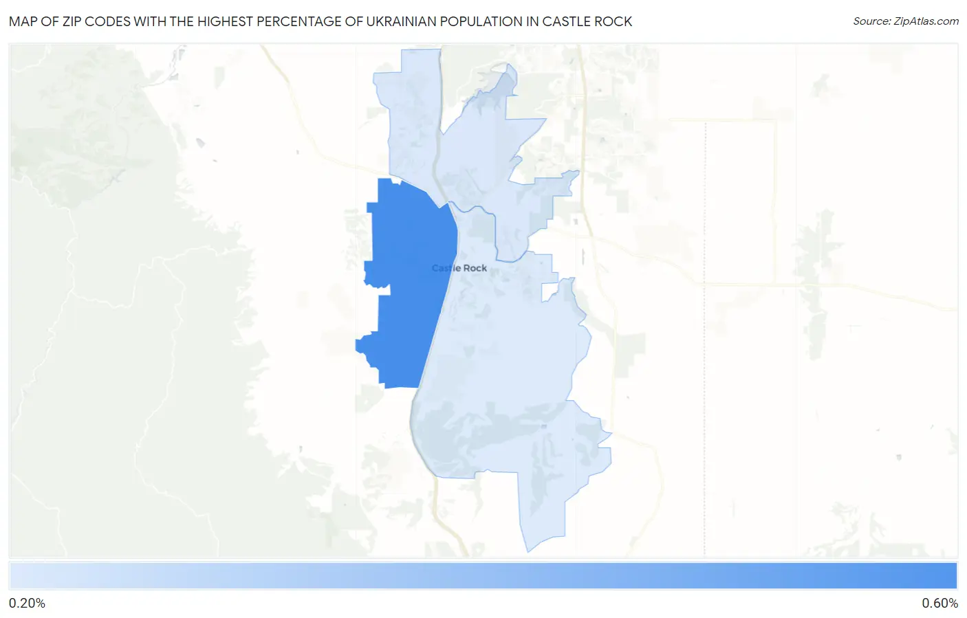 Zip Codes with the Highest Percentage of Ukrainian Population in Castle Rock Map