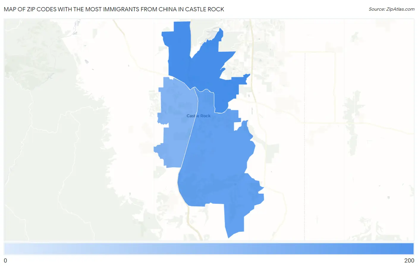 Zip Codes with the Most Immigrants from China in Castle Rock Map