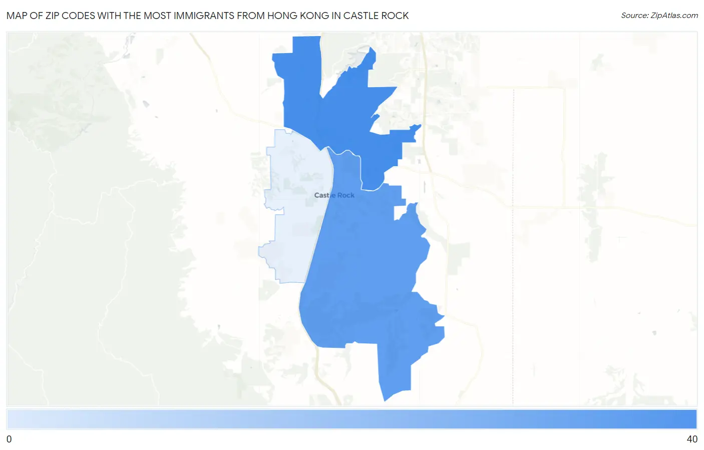 Zip Codes with the Most Immigrants from Hong Kong in Castle Rock Map