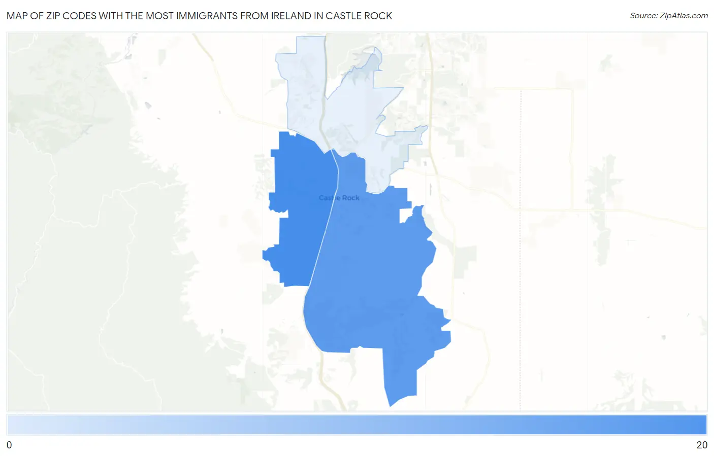 Zip Codes with the Most Immigrants from Ireland in Castle Rock Map