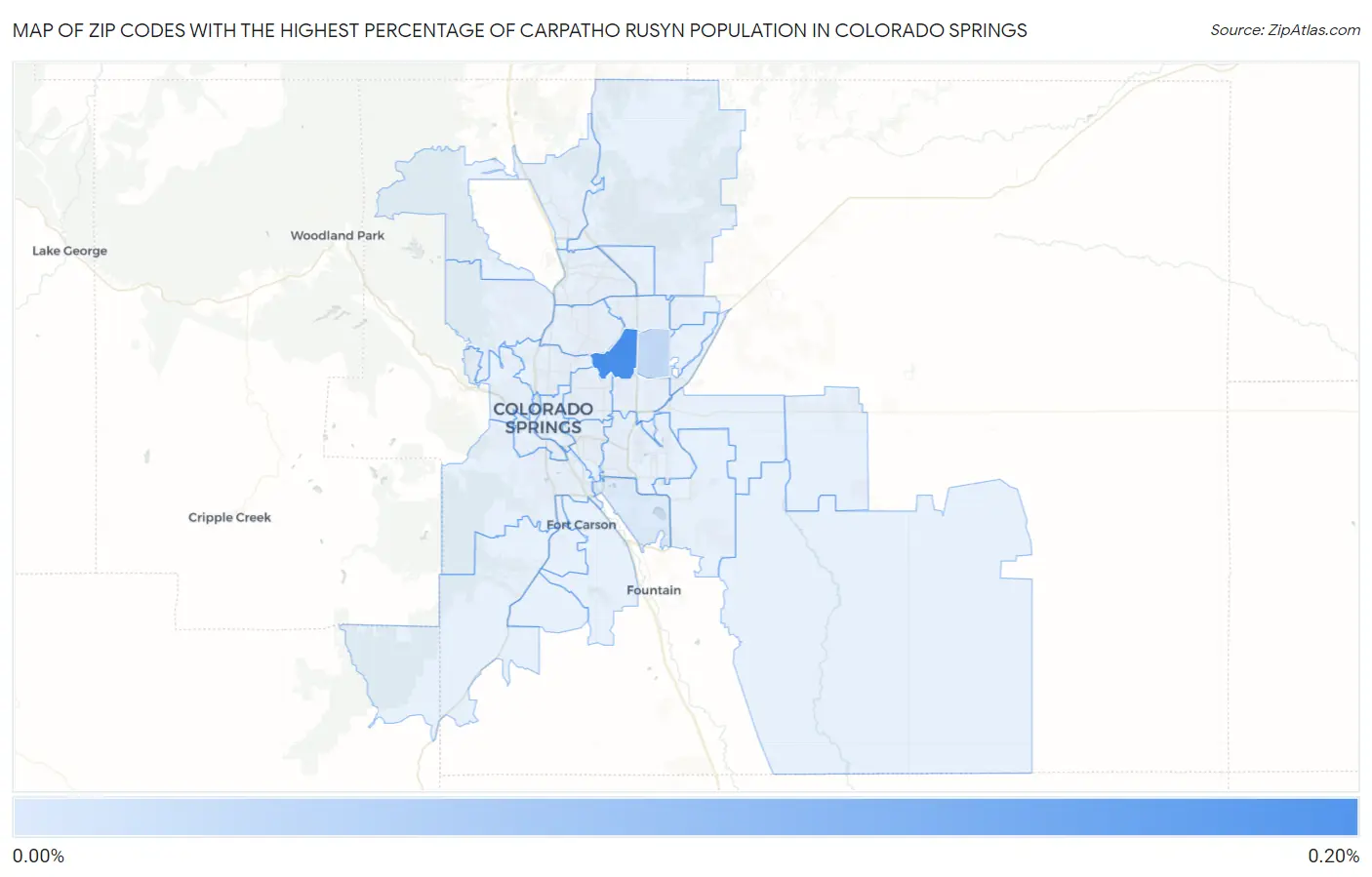 Zip Codes with the Highest Percentage of Carpatho Rusyn Population in Colorado Springs Map