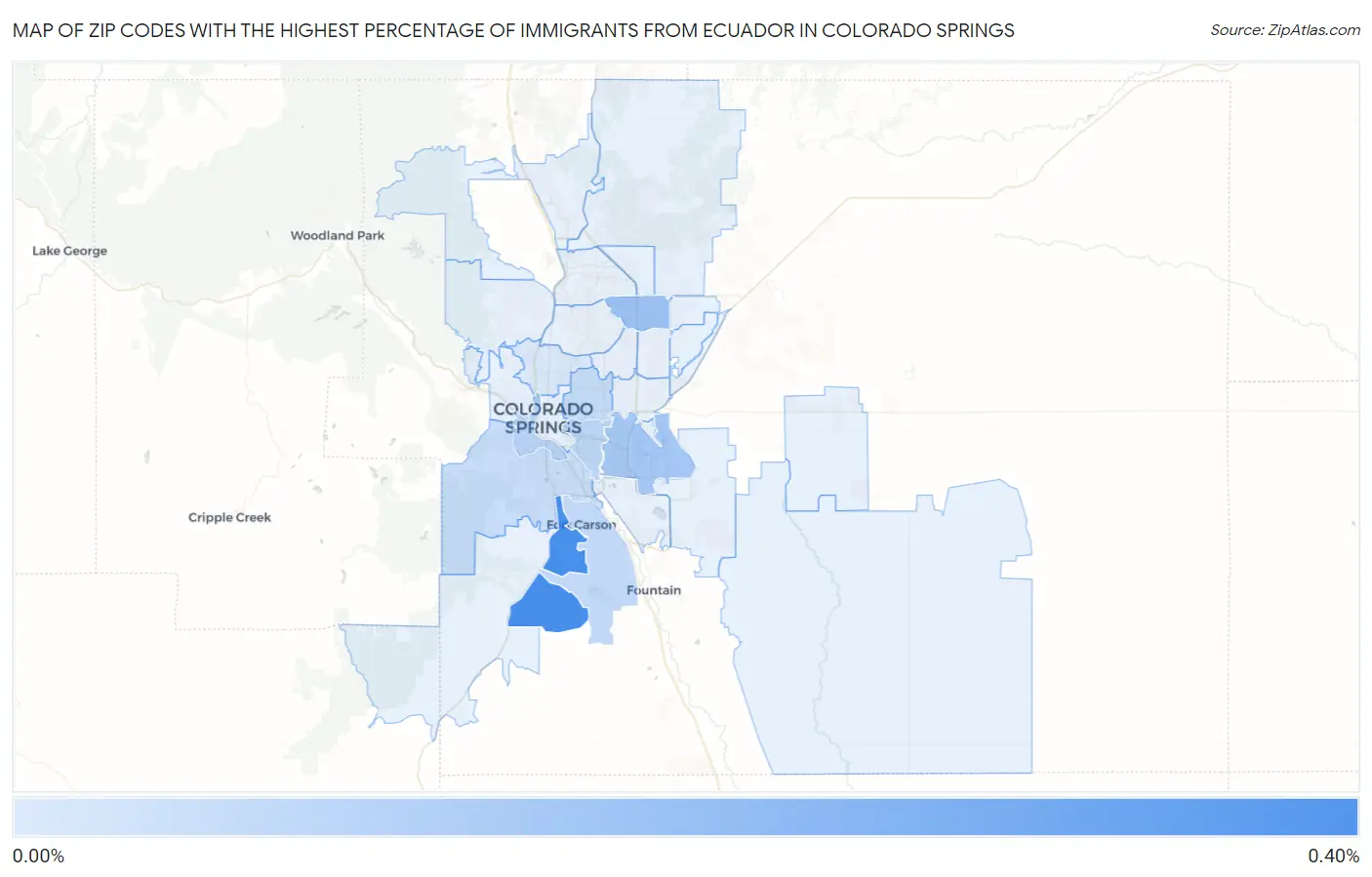 Zip Codes with the Highest Percentage of Immigrants from Ecuador in Colorado Springs Map