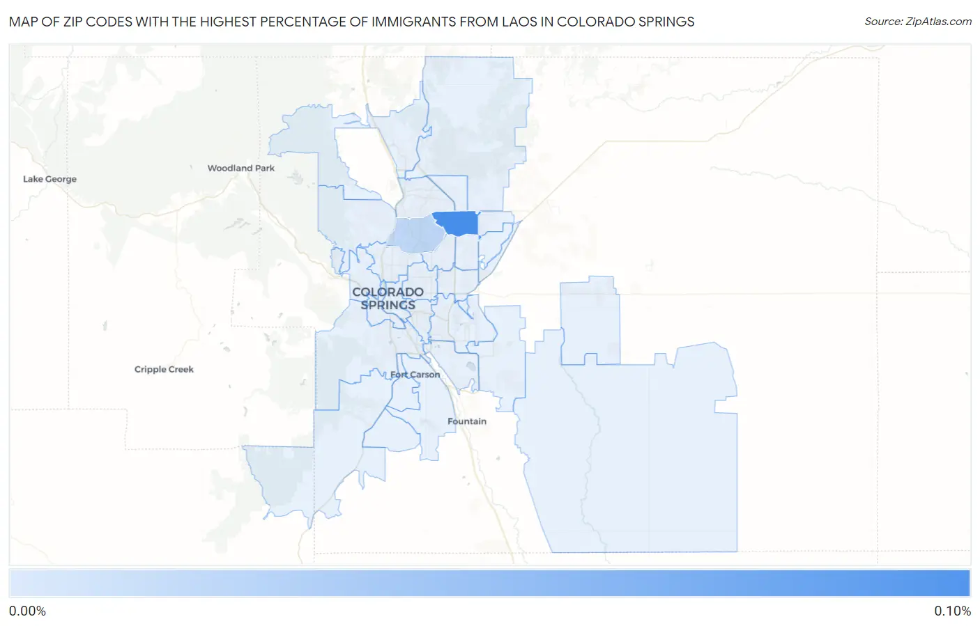 Zip Codes with the Highest Percentage of Immigrants from Laos in Colorado Springs Map