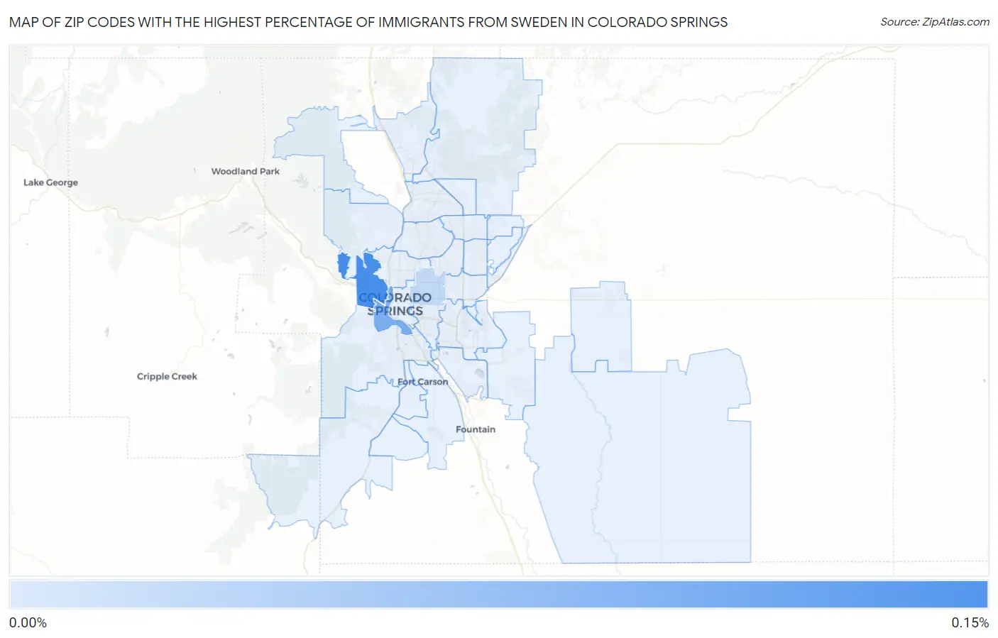 Zip Codes with the Highest Percentage of Immigrants from Sweden in Colorado Springs Map