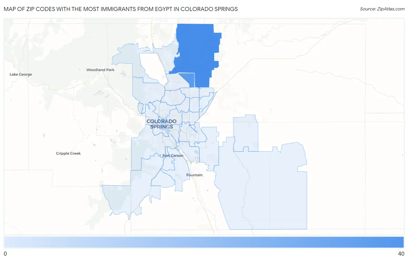 Zip Codes with the Most Immigrants from Egypt in Colorado Springs Map