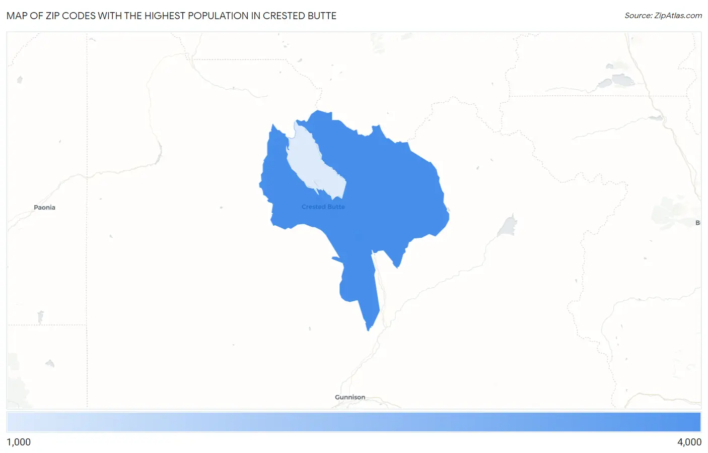 Zip Codes with the Highest Population in Crested Butte Map