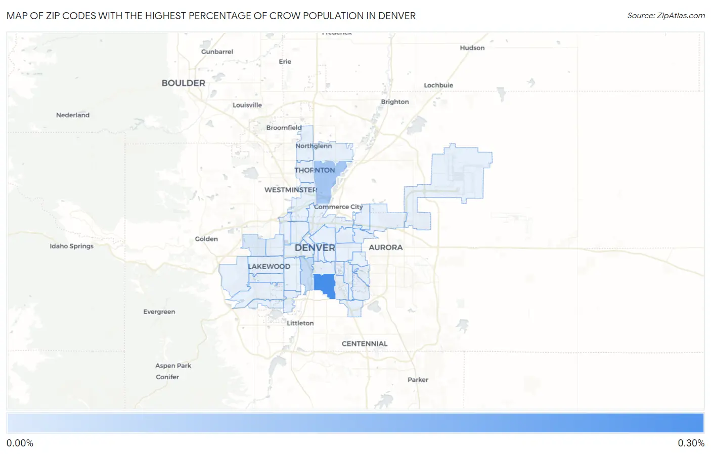 Zip Codes with the Highest Percentage of Crow Population in Denver Map