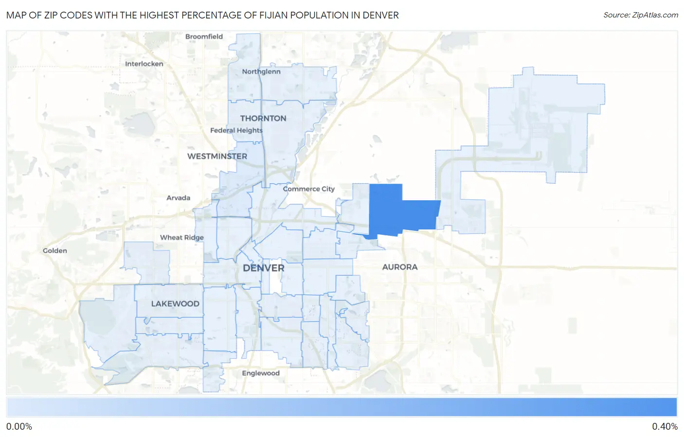 Zip Codes with the Highest Percentage of Fijian Population in Denver Map