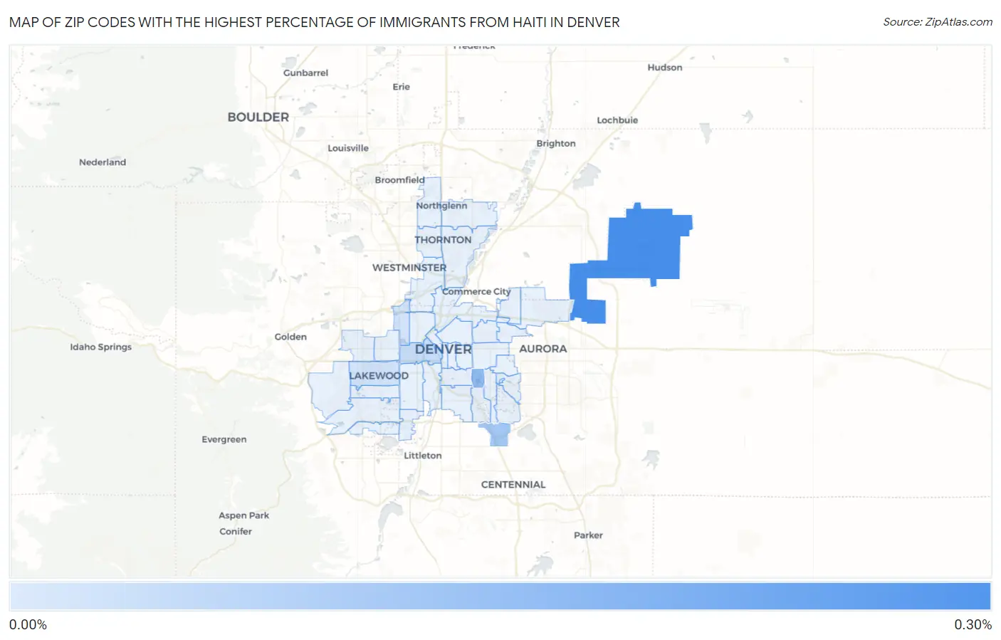 Zip Codes with the Highest Percentage of Immigrants from Haiti in Denver Map