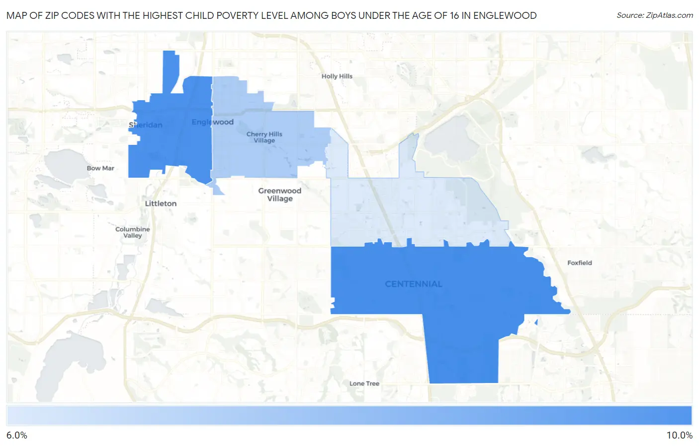 Zip Codes with the Highest Child Poverty Level Among Boys Under the Age of 16 in Englewood Map