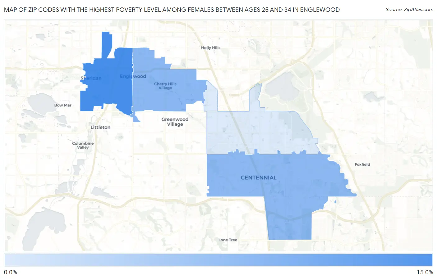 Zip Codes with the Highest Poverty Level Among Females Between Ages 25 and 34 in Englewood Map