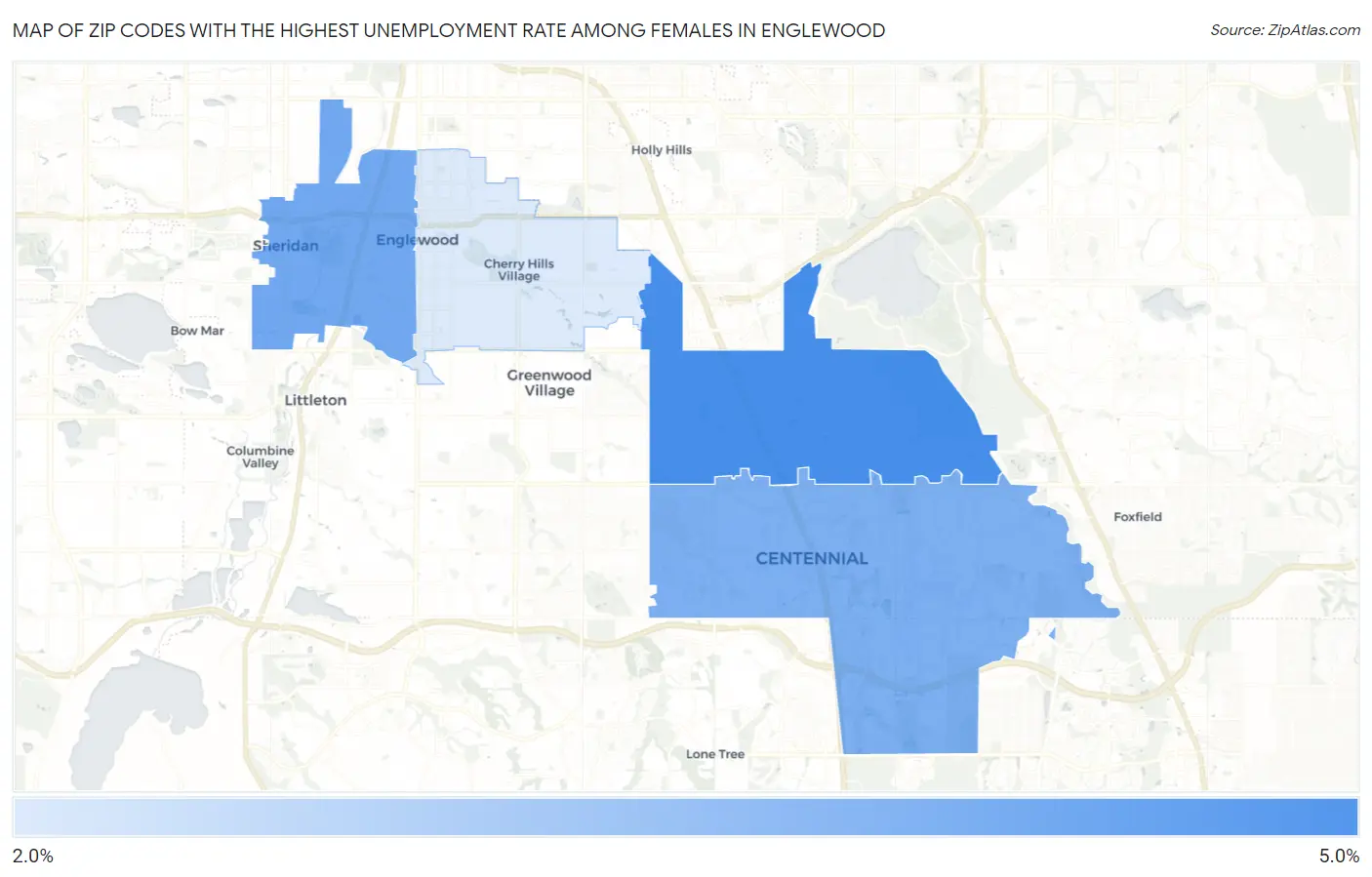 Zip Codes with the Highest Unemployment Rate Among Females in Englewood Map