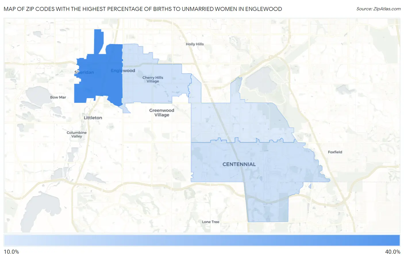 Zip Codes with the Highest Percentage of Births to Unmarried Women in Englewood Map