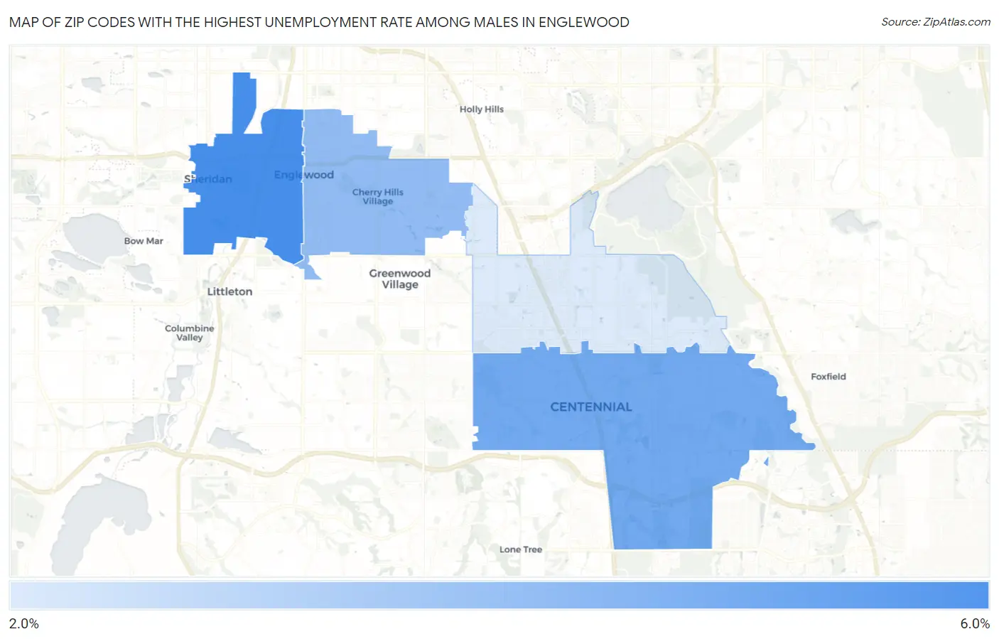Zip Codes with the Highest Unemployment Rate Among Males in Englewood Map