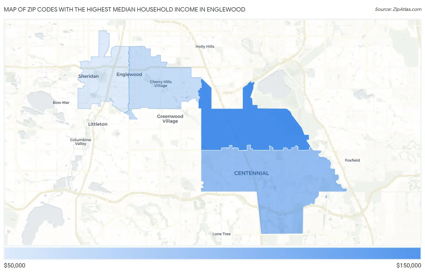 Zip Codes with the Highest Median Household Income in Englewood Map