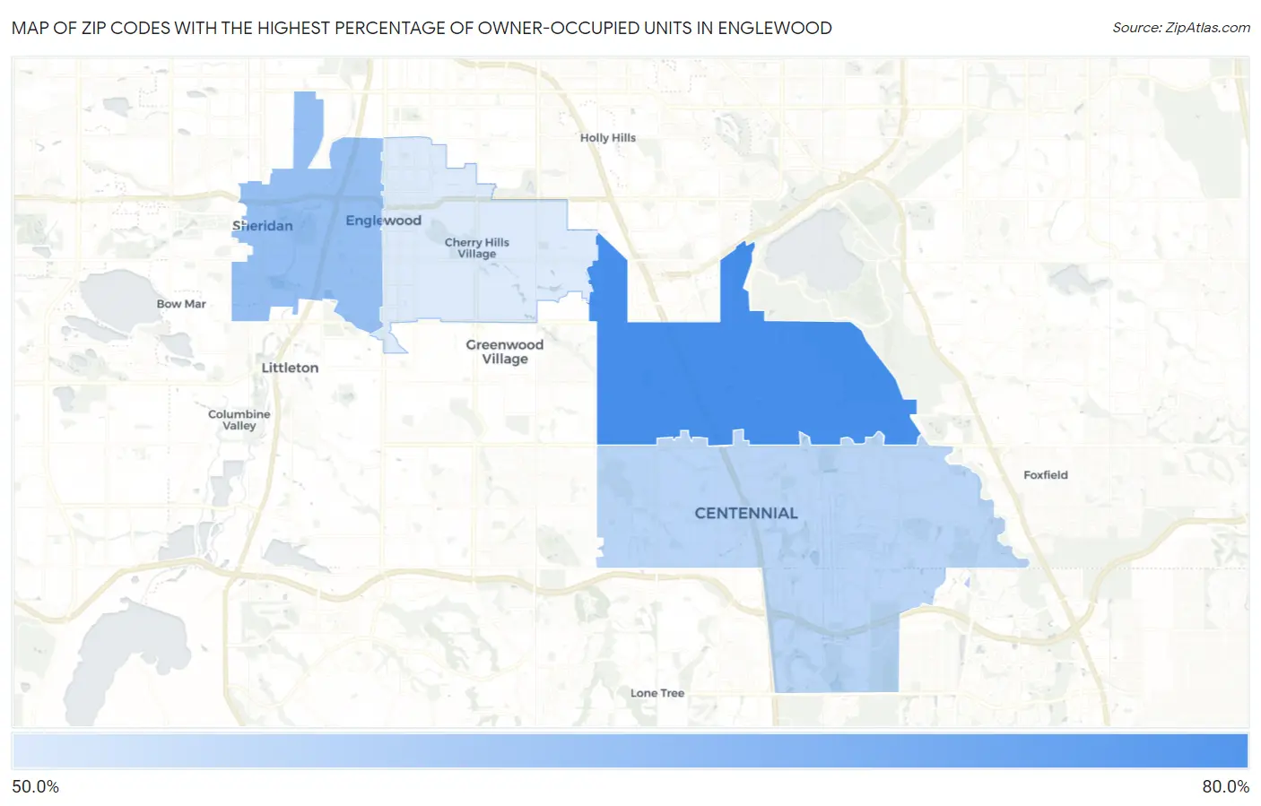 Zip Codes with the Highest Percentage of Owner-Occupied Units in Englewood Map