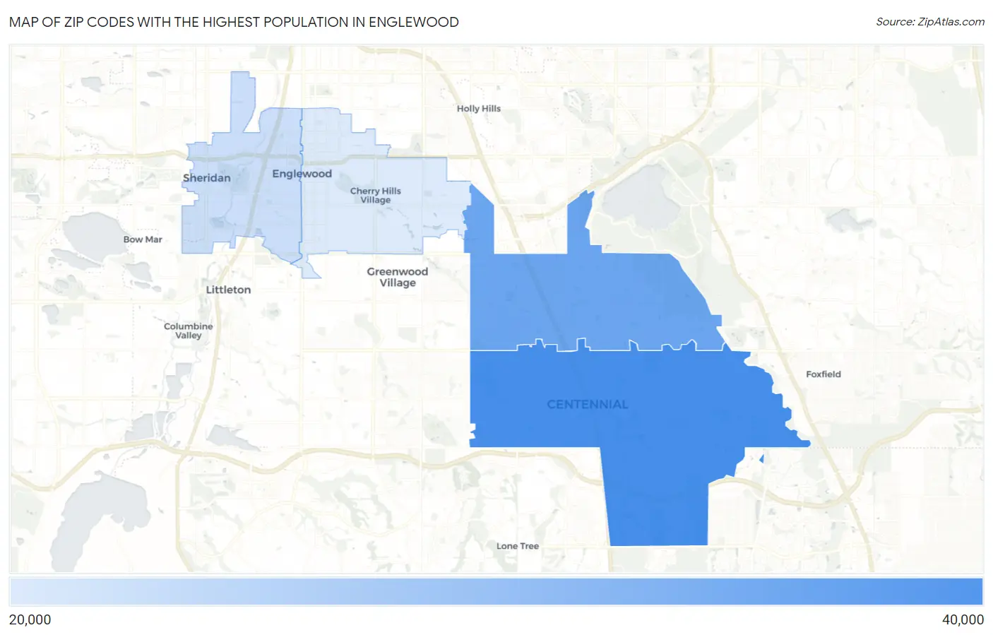 Zip Codes with the Highest Population in Englewood Map