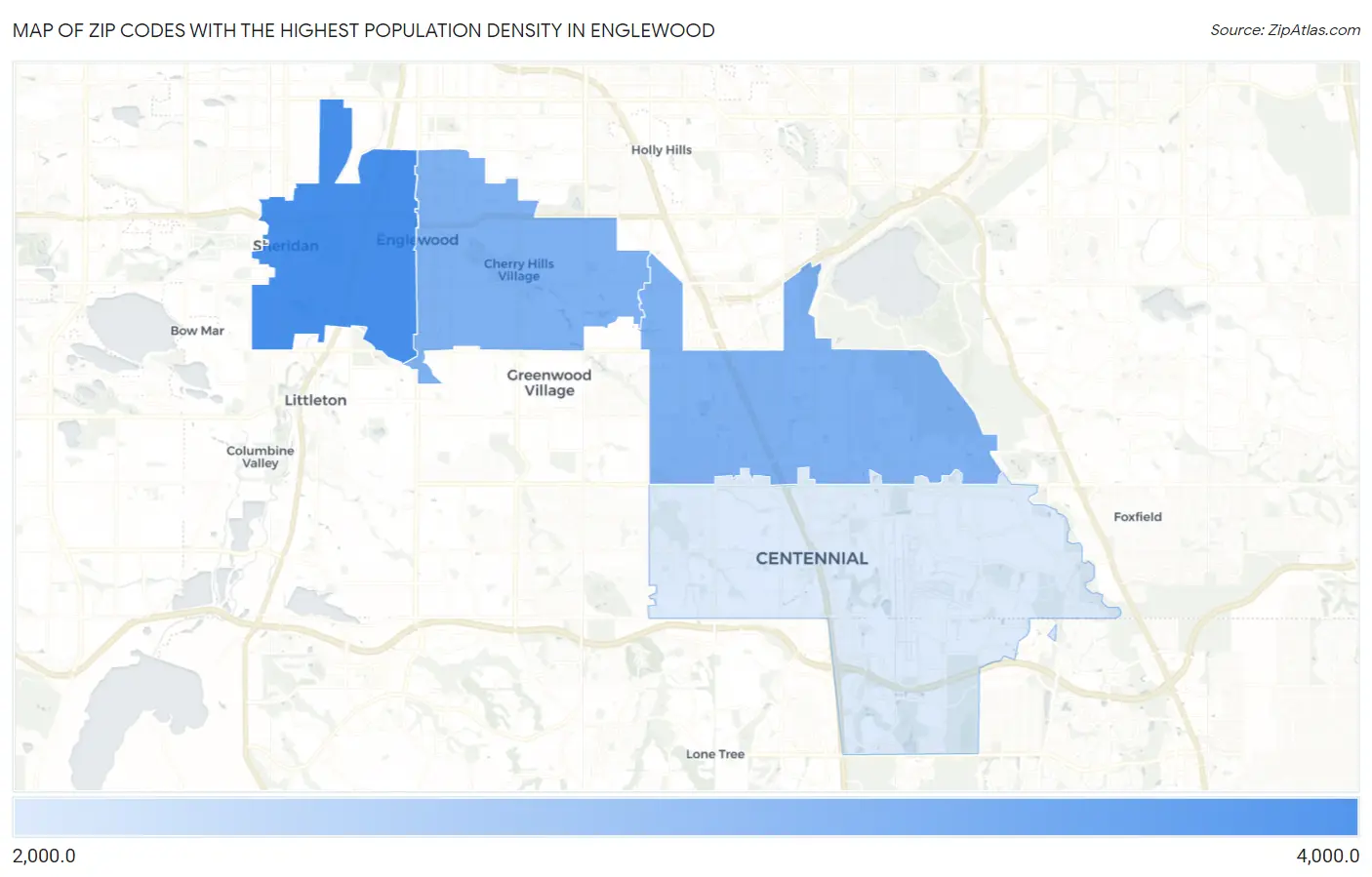 Zip Codes with the Highest Population Density in Englewood Map