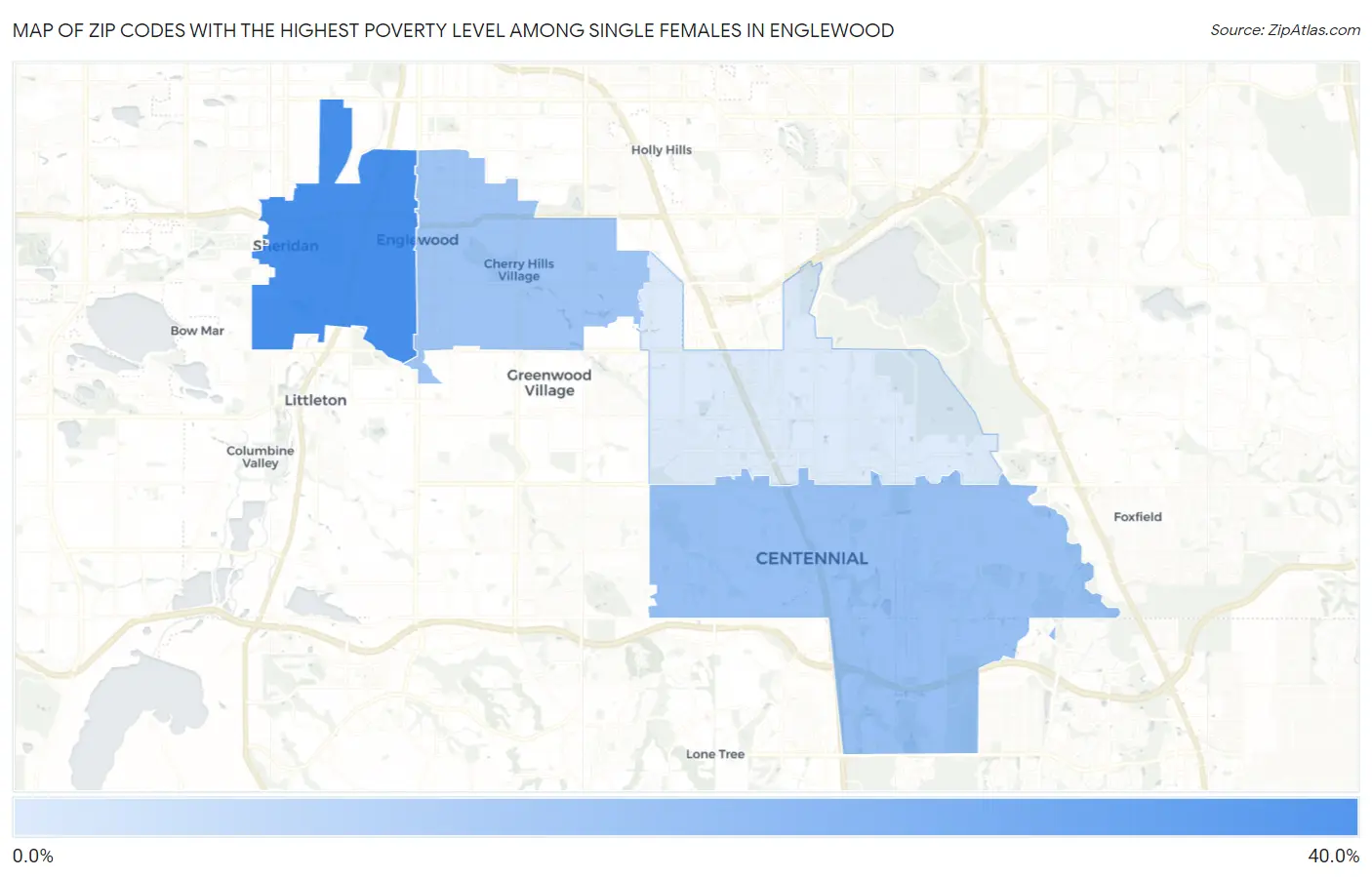 Zip Codes with the Highest Poverty Level Among Single Females in Englewood Map