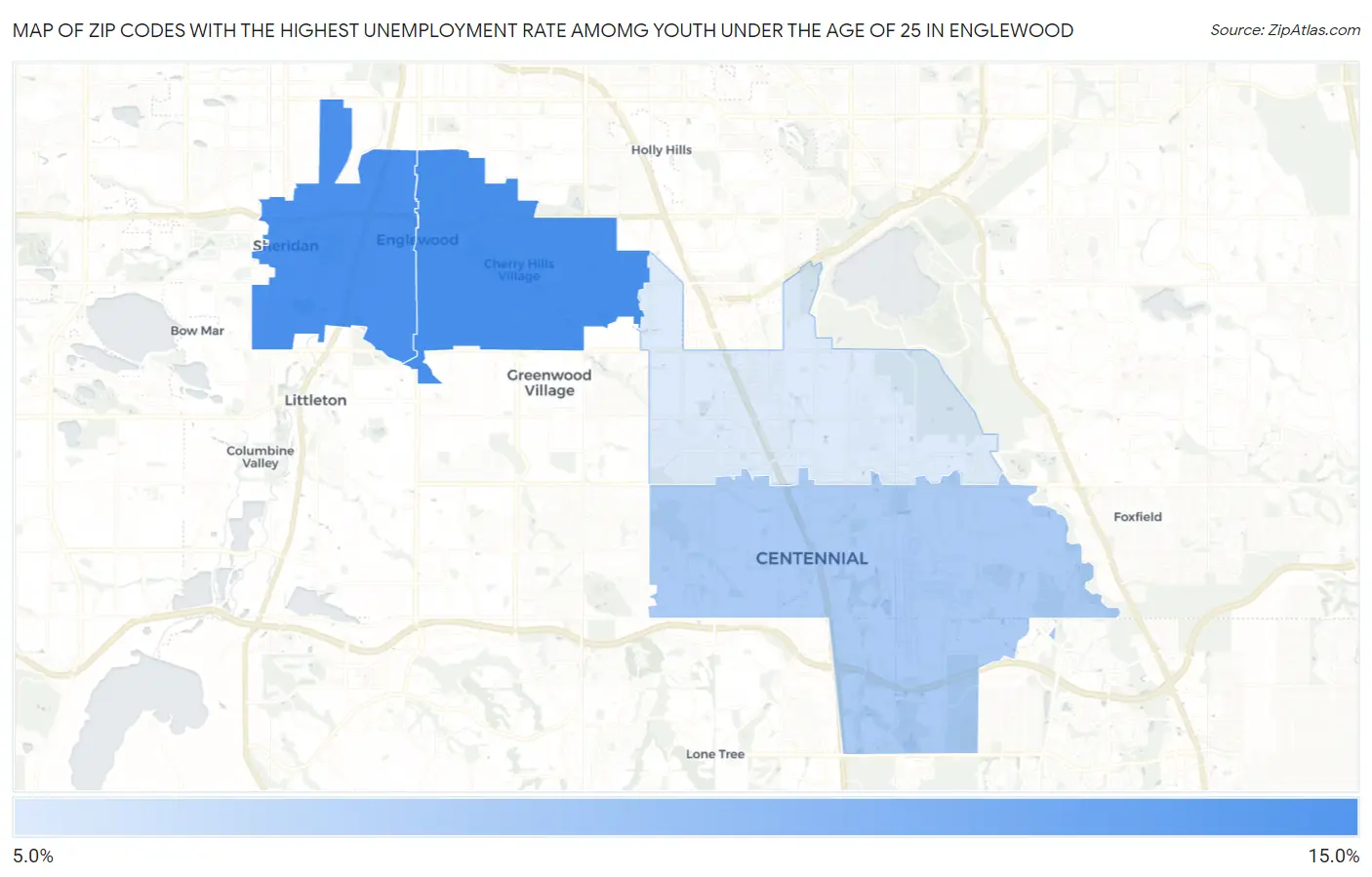 Zip Codes with the Highest Unemployment Rate Amomg Youth Under the Age of 25 in Englewood Map