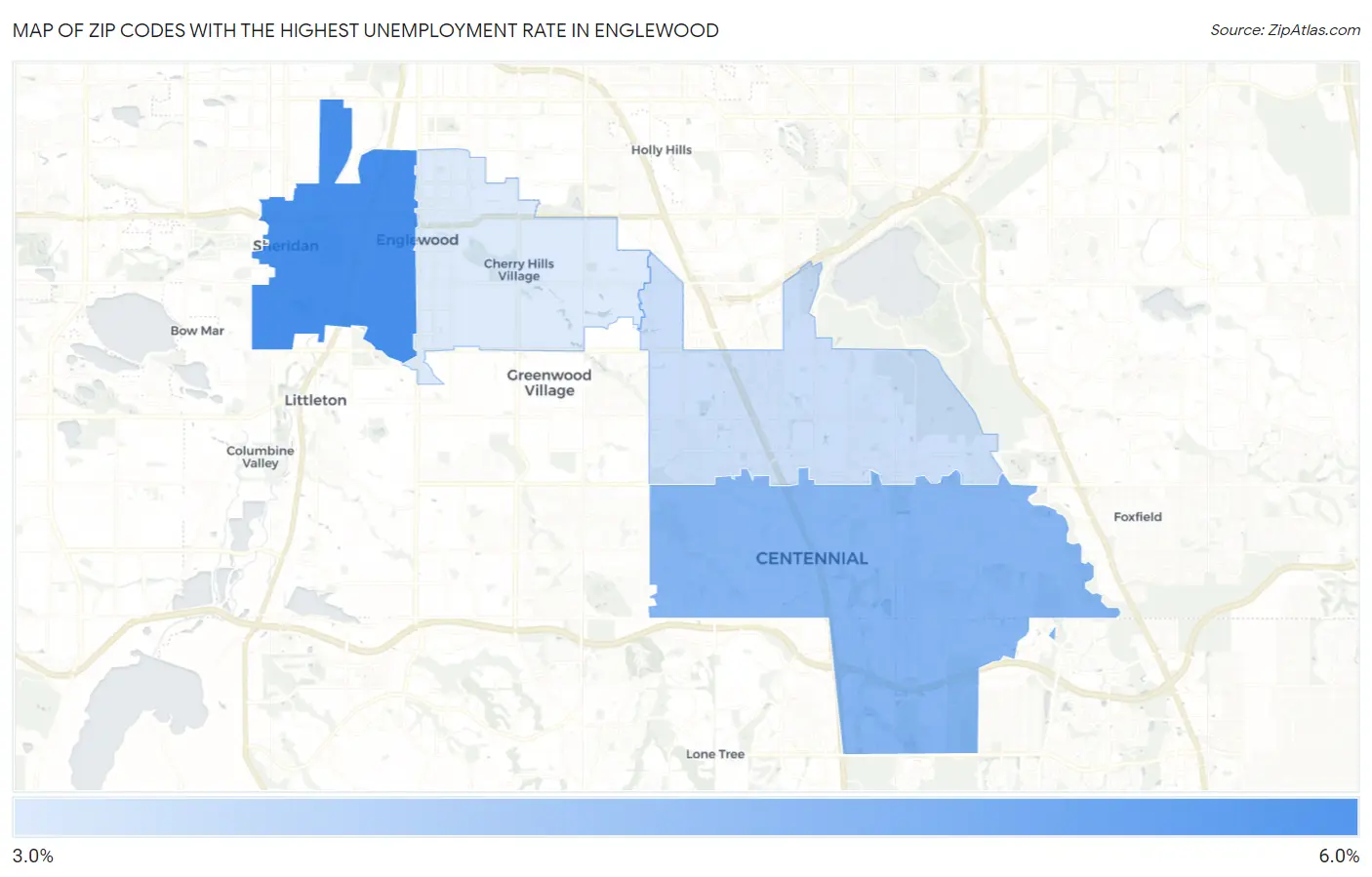 Zip Codes with the Highest Unemployment Rate in Englewood Map