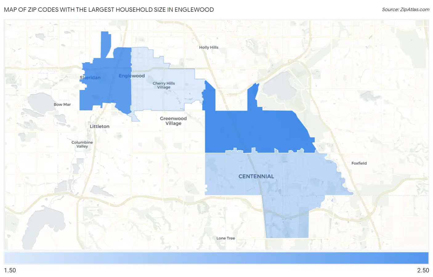 Zip Codes with the Largest Household Size in Englewood Map