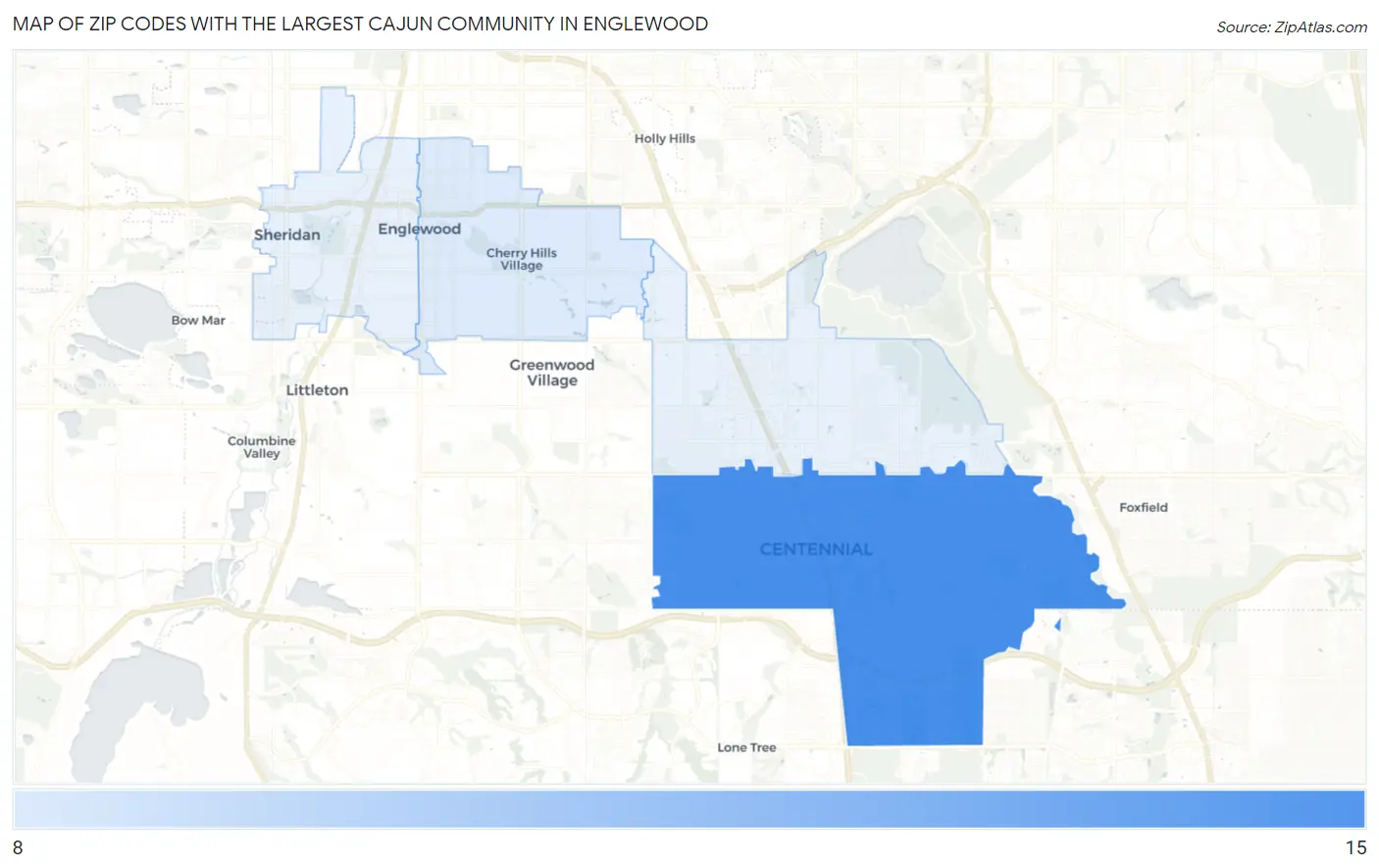 Zip Codes with the Largest Cajun Community in Englewood Map