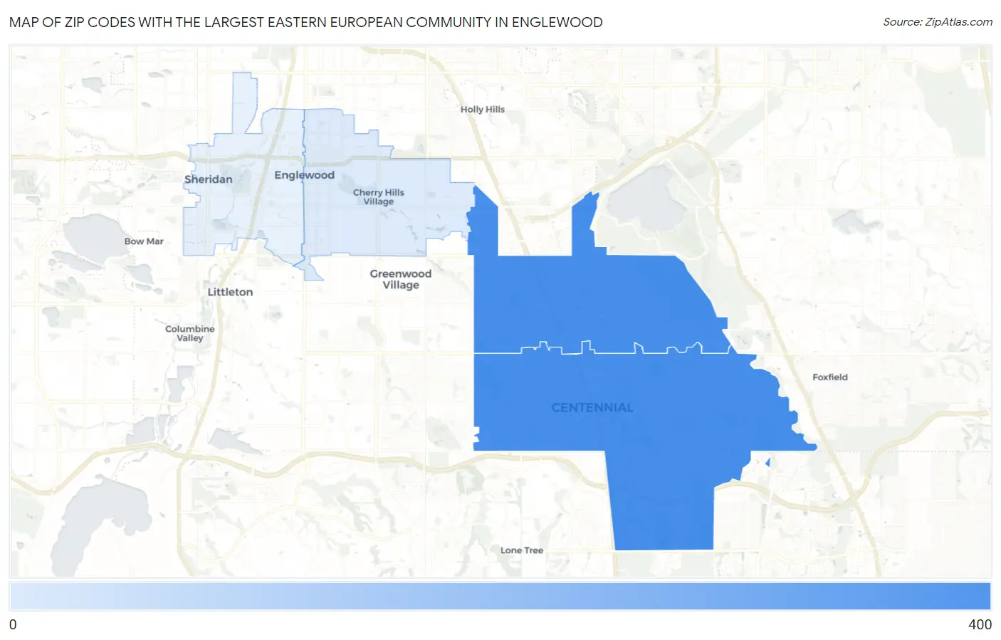 Zip Codes with the Largest Eastern European Community in Englewood Map