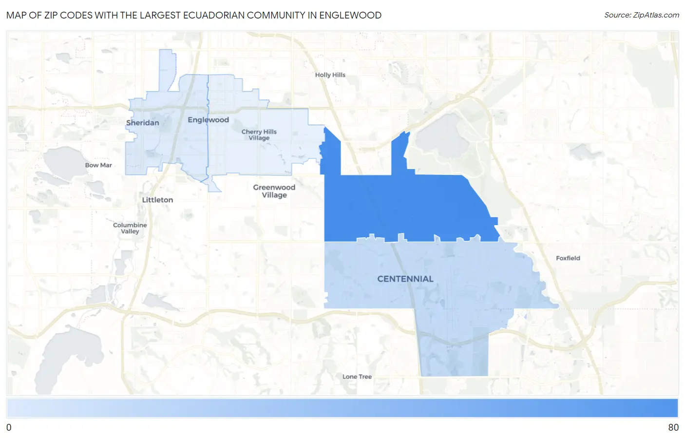 Zip Codes with the Largest Ecuadorian Community in Englewood Map