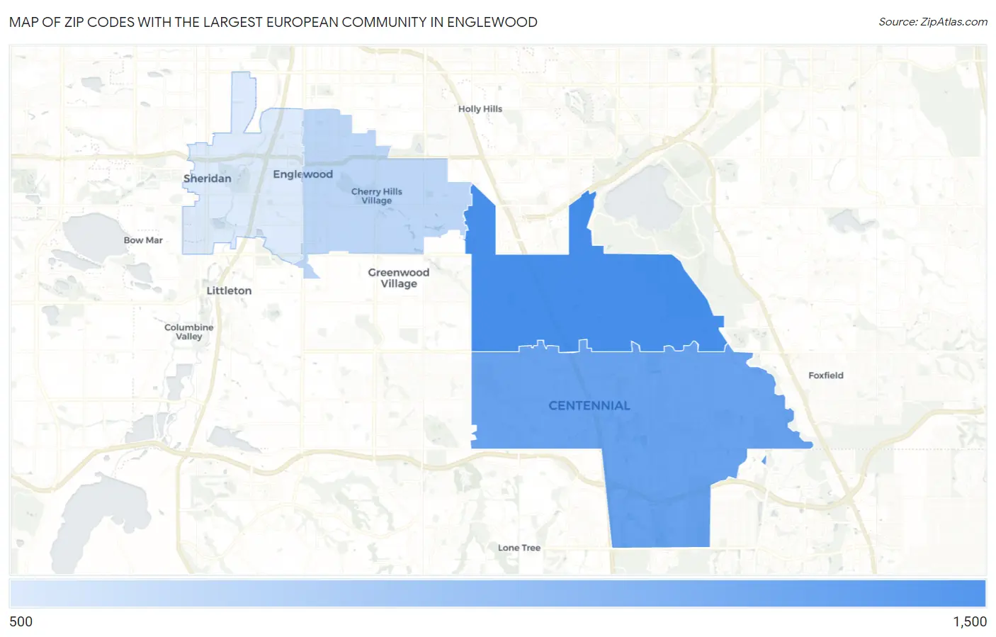 Zip Codes with the Largest European Community in Englewood Map