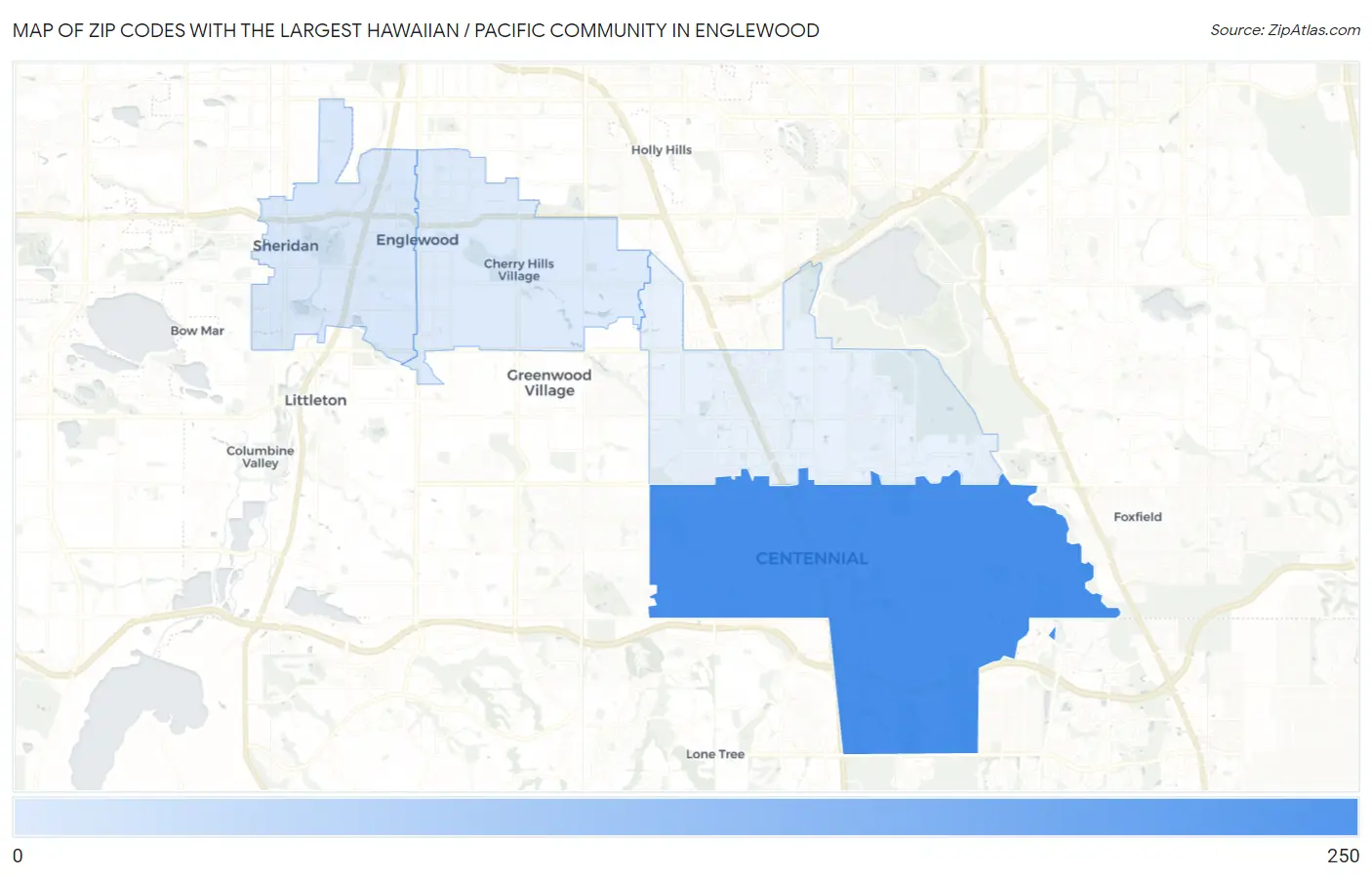 Zip Codes with the Largest Hawaiian / Pacific Community in Englewood Map
